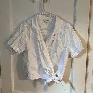 Anthropologie cloth and stone white buttondown wrap front top